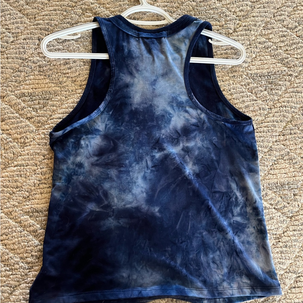 Coin blue tie die tank top
